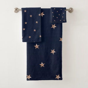 Bleu foncé et rose or brillant étoiles ciel étoilé
