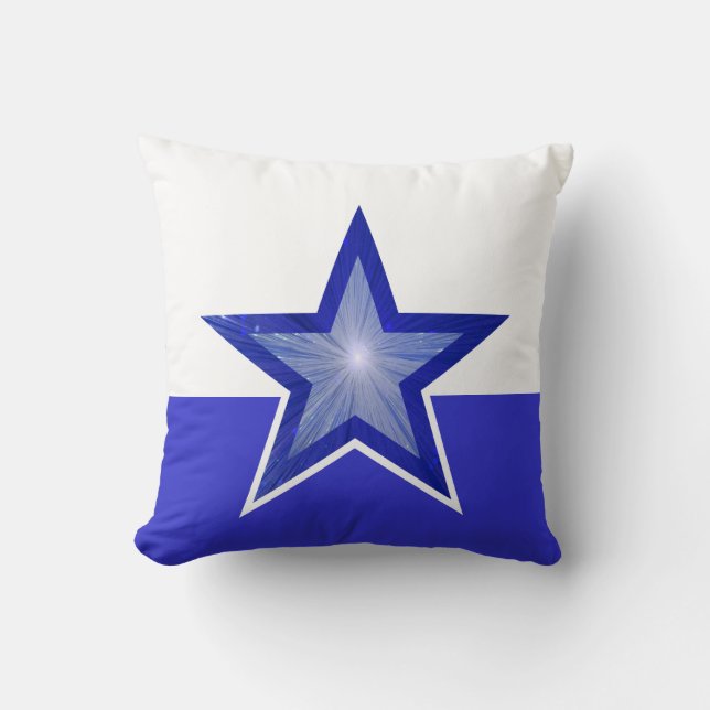 Bleu foncé étoile lancer oreiller carré bleu blanc (Recto)