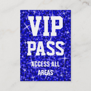 Bleu foncé Glitz 'VIP PASS' carte de visite chubby