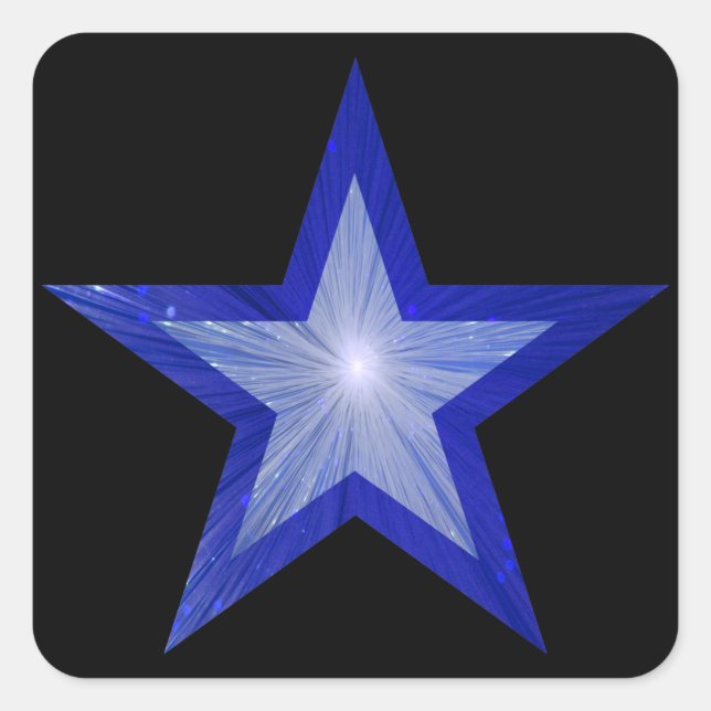 Bleu foncé Star autocollant carré noir (Devant)