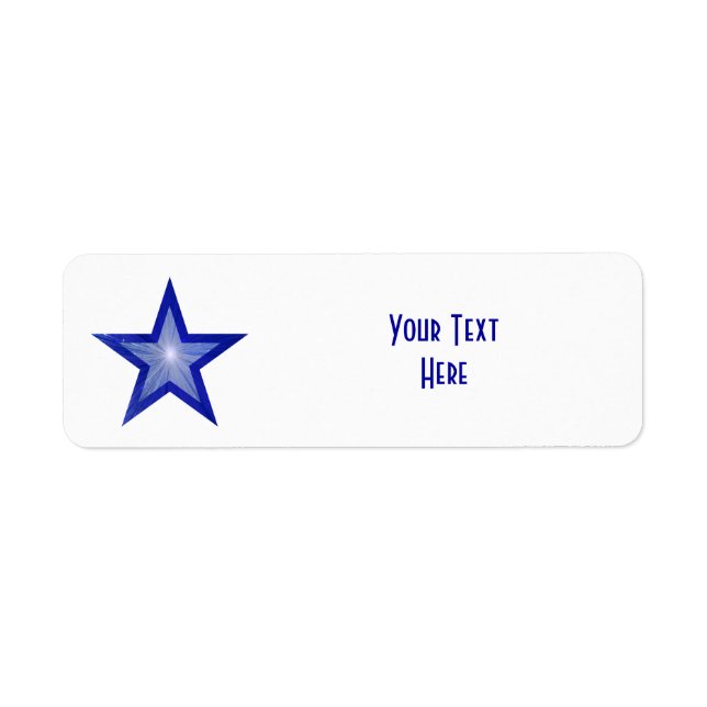 Bleu foncé Star 'Your Text' étiquette petit blanc (Devant)
