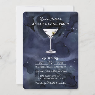 Bleu foncé Starry Cocktail soirée Invitation
