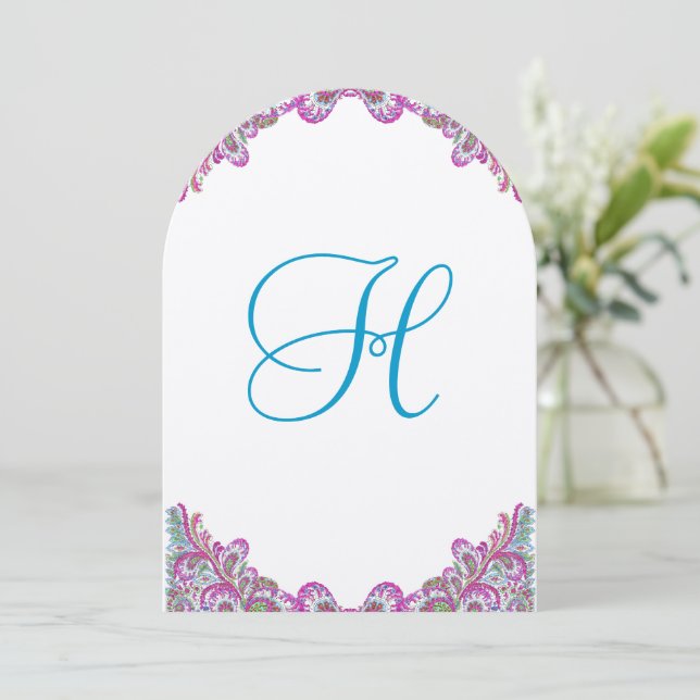 Bleu framboise glace Faire-part de mariage de marg (Debout devant)