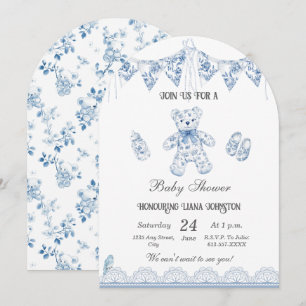 Bleu Français Bébé Bébé garçon douche Invitation