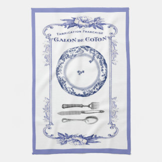 bleu français vintage de serviette de cuisine de