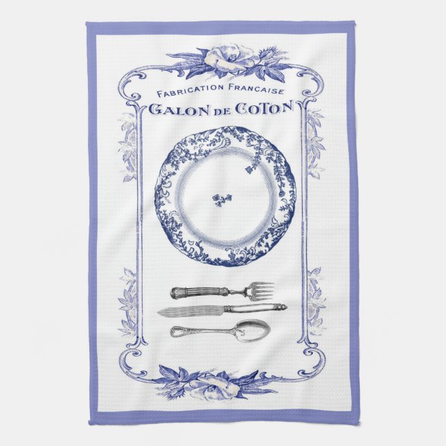 bleu français vintage de serviette de cuisine de (Vertical)