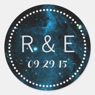 Bleu Galaxy Mariage Favoriser Stickers