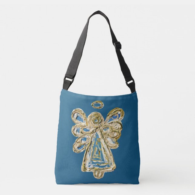 Bleu Gardien Ange Purse Art croisé Sac carrosserie (Devant)