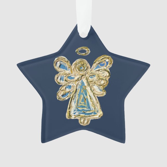 Bleu Gardien Angel Art Noël Pendentif Ornement (devant)