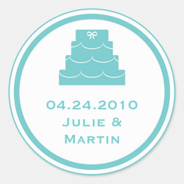 Bleu gâteau de mariage faveur étiquette étiquette (Devant)
