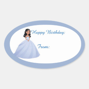 Bleu Girl Cadeau Anniversaire Balise Stickers