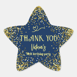 Bleu Gold Anniversaire Merci Star Sticker