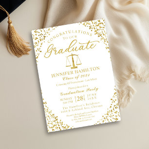 Bleu Gold Law School Graduation Party Invitation
