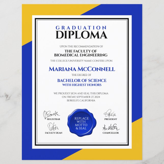 Bleu Gold School College Diplôme universitaire (Devant)