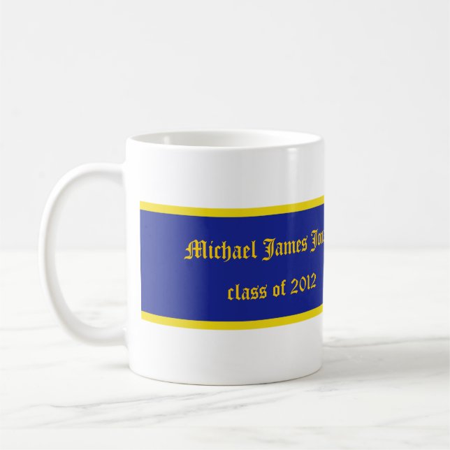 Bleu & Gold School Graduation Photo Collage Mugs (Gauche)