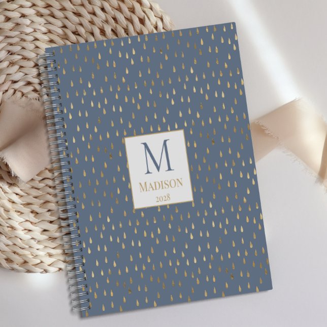 Bleu Goutte de pluie Moderne Monogramme tendance (Créateur téléchargé)