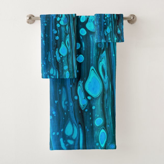 Bleu gouttes acrylique pourrissant Abstrait Fluid  (En situation)