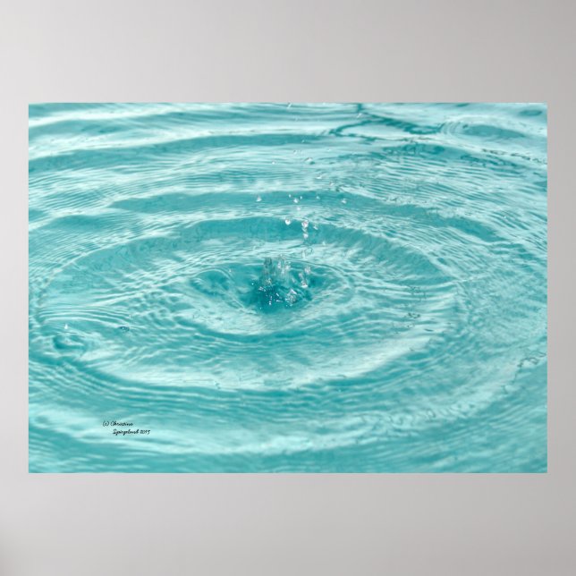 Bleu gouttes d'eau vagues Poster (Devant)
