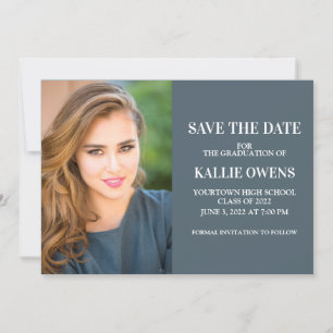 Bleu Graduation Enregistrer la date Faire-part Pho