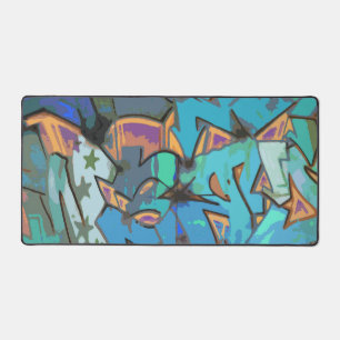Bleu Graffiti Design Desk Mat