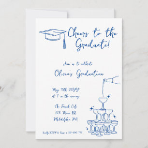 Bleu griffon Graduation Invitation faire-part