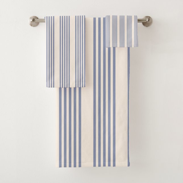 Bleu gris et beige cinq rayures motif (En situation)