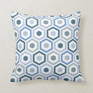 Bleu gris géométrique du coussin   de motif