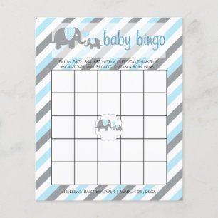 Bleu & Gris Gris Bébé Eléphant Bingo