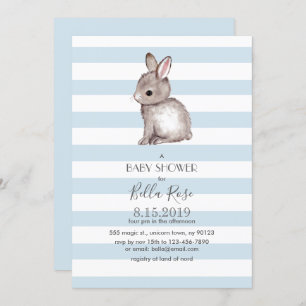 Bleu gris lapin bébé invitations de douche bébé