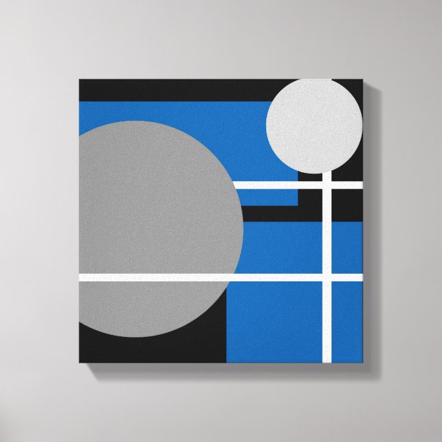 Bleu gris noir blanc moderne - Toile emballée (Recto)