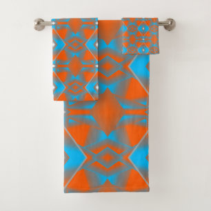 Bleu Gris Orange Ombré Géométrique Art Abstrait