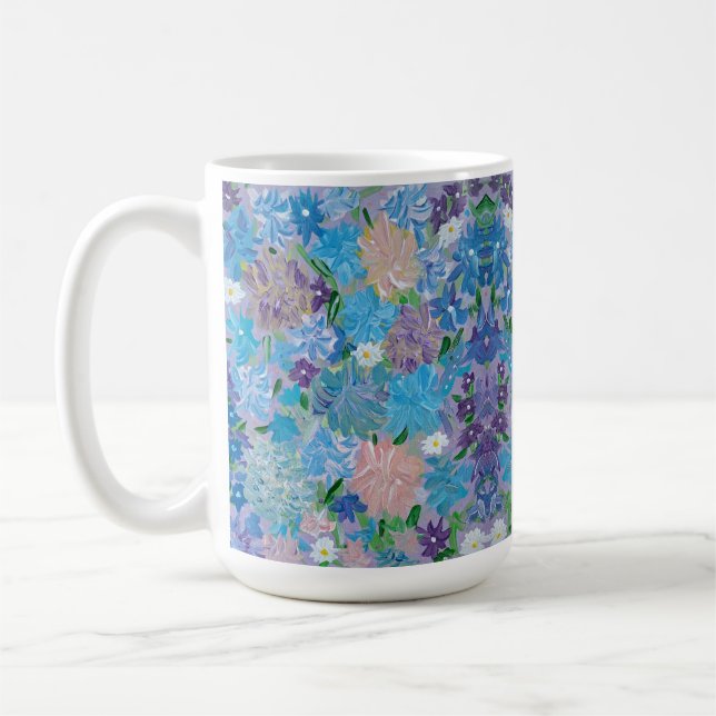 Bleu Haze floral café Mug (Gauche)