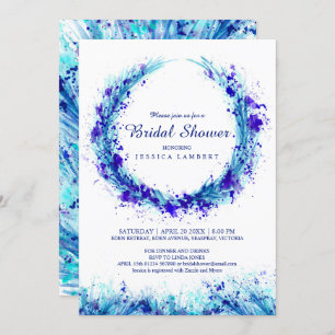 Bleu herbe aquarelle splash nuptiale invitations