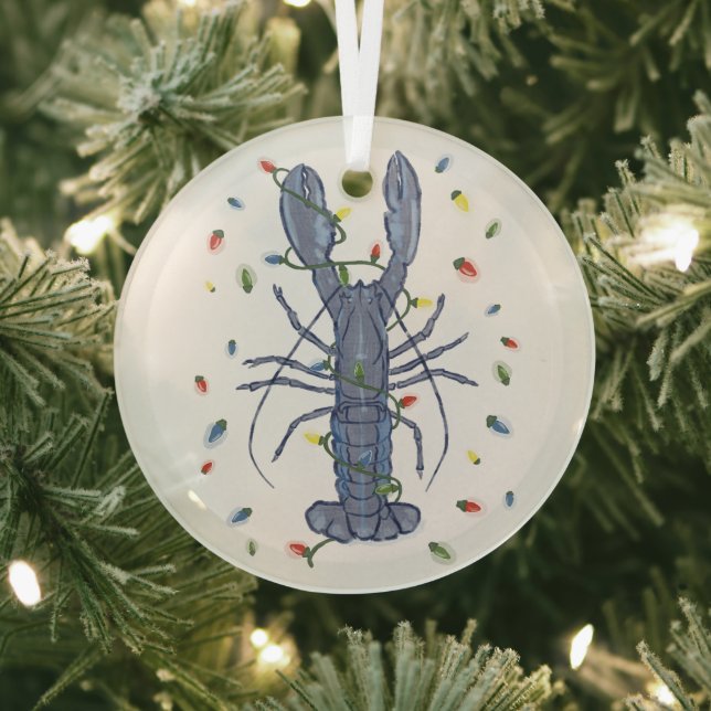 Bleu Homard de Noël Lumières Verre Ornement (Insitu)