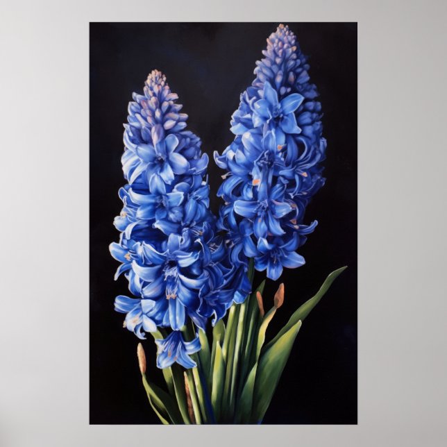 Bleu Hyacinth Flower Art Imprimer Poster (Devant)