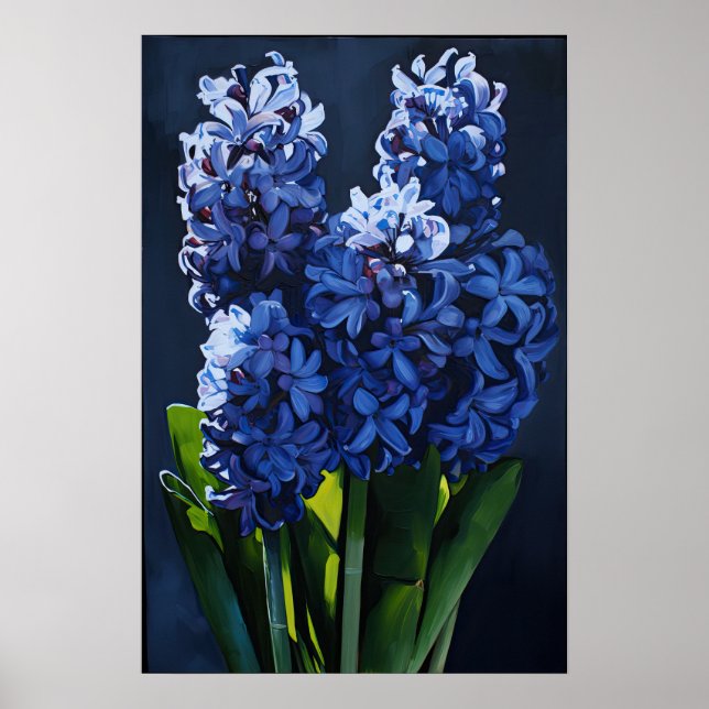 Bleu Hyacinth Flower Art Imprimer Poster (Devant)