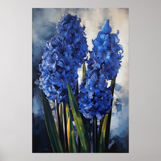 Bleu Hyacinth Flower Art Imprimer Poster (Devant)