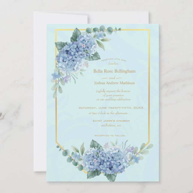 Bleu Hydrangeas en Mariage cadre en Bleu (Devant)