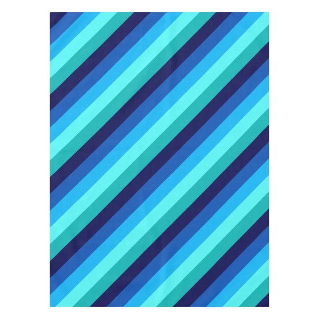 Bleu Icy Rayures Turquoises Petite Nappe (Devant)