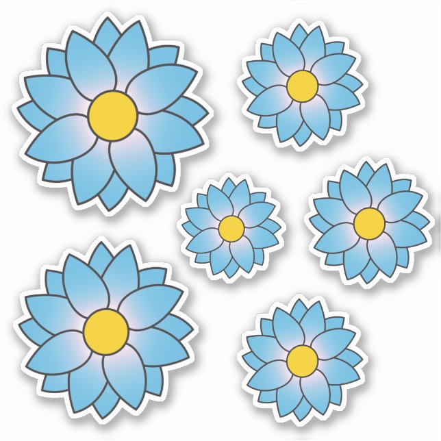 Bleu illustré Sticker à plusieurs tailles (Devant)