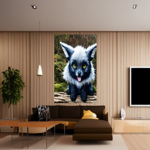 Bleu imaginaire animal renard   AI Art Poster