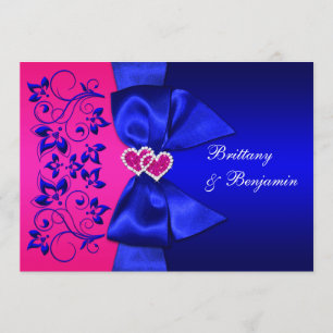 Bleu IMPRIMÉ de RUBAN, invitation floral rose de