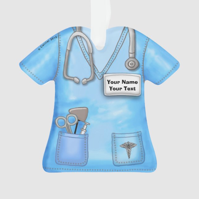 Bleu Infirmière examens médicaux ornement (devant)