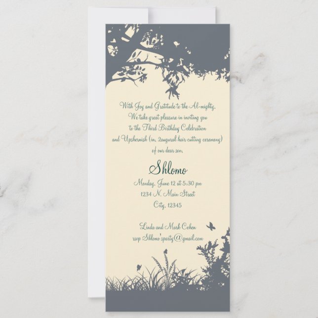 Bleu - Invitation à l'upshernish jaune (Devant)