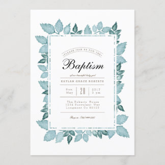 Bleu | Invitation de baptême d'aquarelle