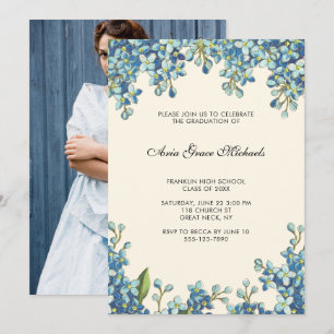 Bleu Invitation photo de la fête de graduation bot