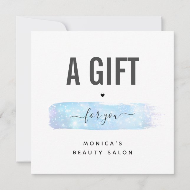 Bleu Iridescente Brush Stroke Logo Beauty Maquilla (Devant)