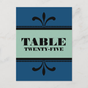 Bleu/Jade Fancy Art Déco Numéro de table Carte pos