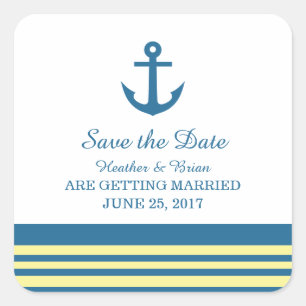 Bleu Jaune Ancre nautique Enregistrer Stickers Dat
