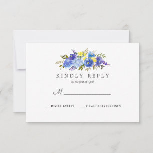 Bleu Jaune Bleu Floral Réponse du Mariage Rsvp